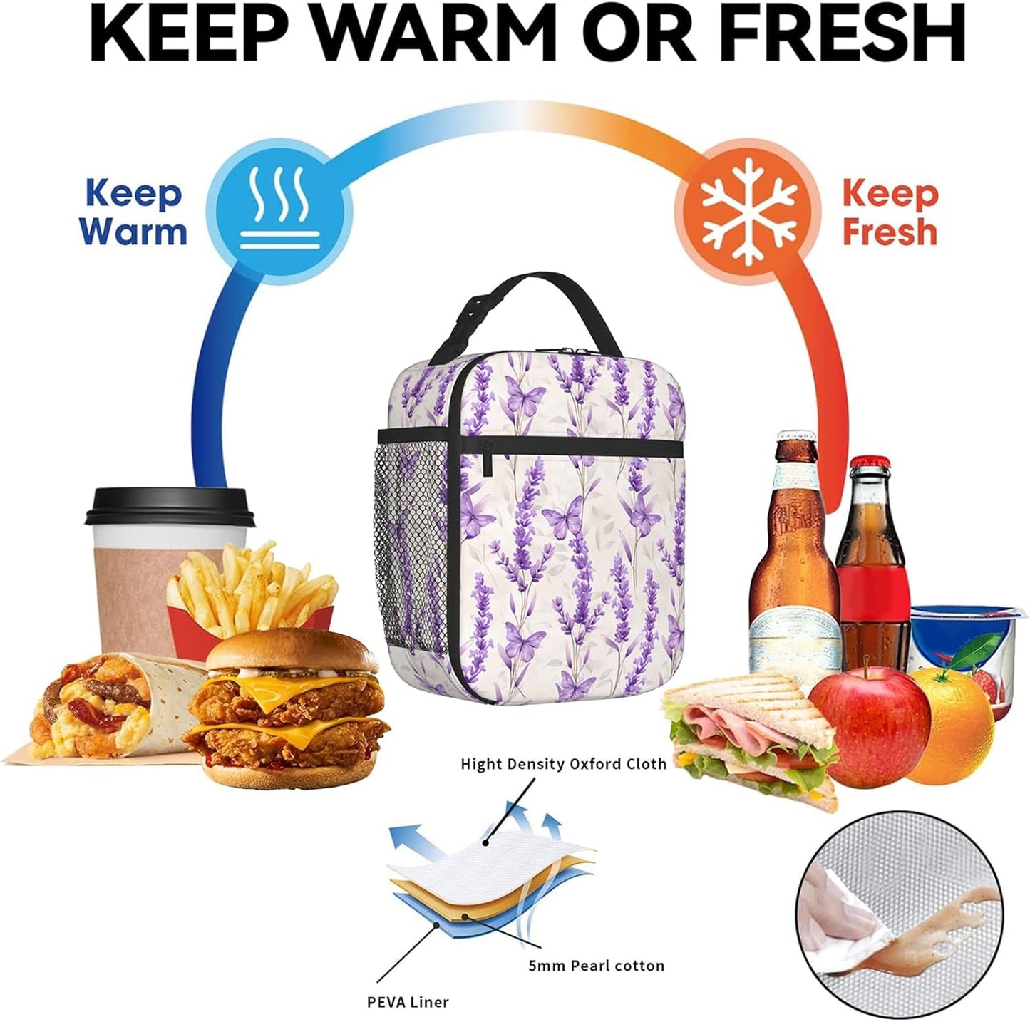 Reusable Sea Otter and Water Lily Lunch Box for Kids Girls Boys Women Adult, Insulated Cute Lunch Bag,Polyester Cooler Handbags Case for School Picnic Work Travel Outdoor Beach or Hiking