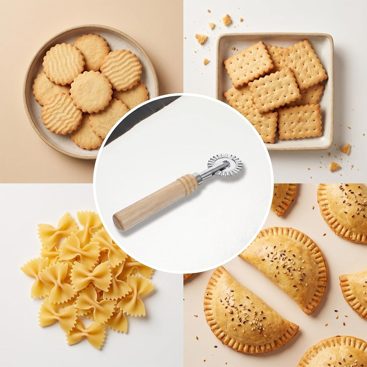 2 Pcs Fluted Pastry Wheel Cutter, Fluted Pastry Wheel
