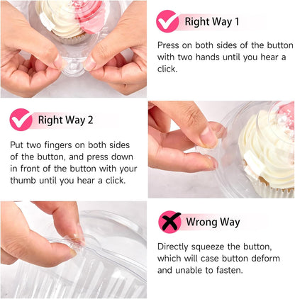 Zezzxu 100 Pack Individual Cupcake Containers, Clear Plastic Cupcake Holders with Dome Lids, Single Cupcake Carriers for Cupcakes, Hot Cocoa Bombs, Muffins, Pastries