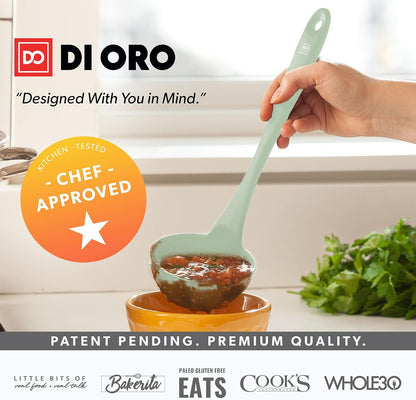 DI ORO Silicone Ladle - Soup & Serving, 600F Heat Resistant, Black