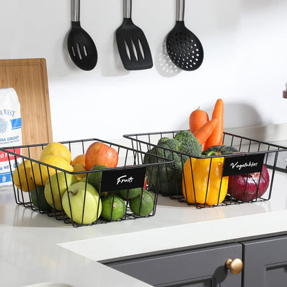 6 Pack Wire Baskets for Pantry Organization and Storage, Kitchen Organizer, 2 XXLarge & 2 XLarge & 2 Large