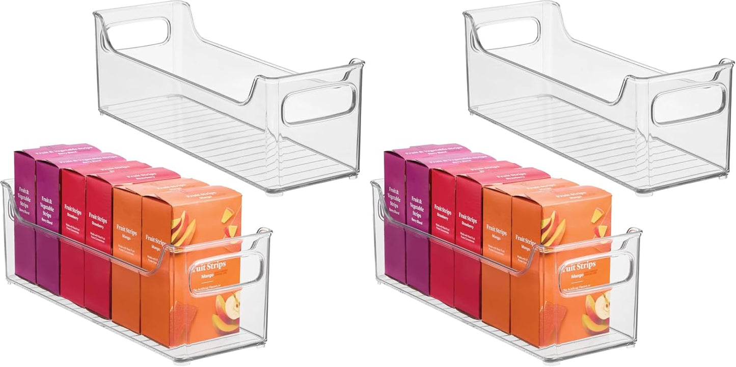 iDesign Stackable Plastic Pantry Bin with Handles, Set of 2, Clear | For Cabinets or Fridge, Made in USA