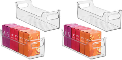 iDesign Stackable Plastic Pantry Bin with Handles, Set of 2, Clear | For Cabinets or Fridge, Made in USA