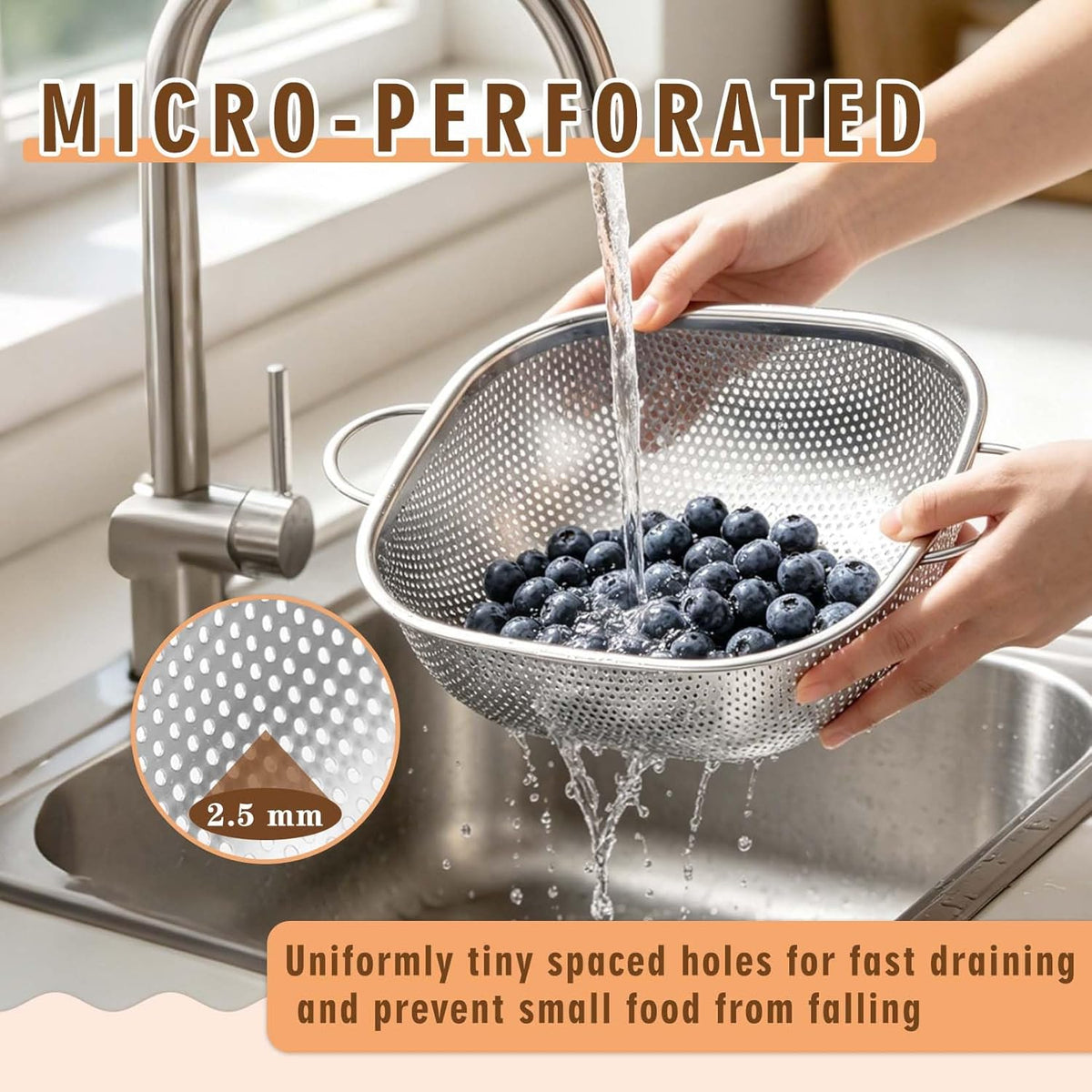 P&P CHEF Stainless Steel Colander Set, Strainers and Colanders for Kitchen