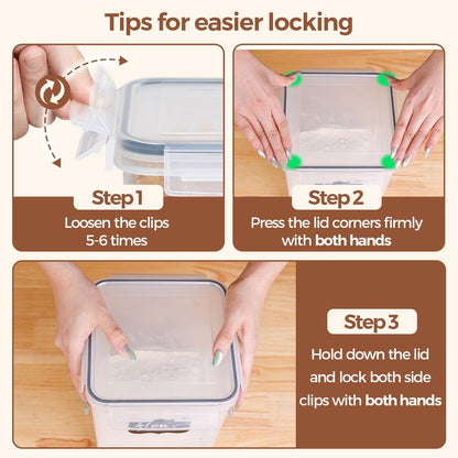 ComSaf Rice Container Set of 2(9.5L/10Qt), Large Airtight Food Storage Containers with Lid and Rice Washer, Plastic Canisters Sets for The Kitchen, Pantry Organizers for Flour, Cereal and Cooking