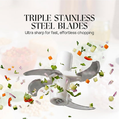 Pull String Food Chopper, 500 mL Manual Vegetable Cutter