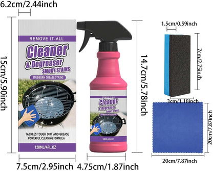 Grill Cleaner Spray - 120ml Fast Acting Grease Remover, Deep Cleaning Kitchen Degreaser Solution, Heavy Duty Grill Cleaner, Bbq Cleaners Spray for Grates Stovetops Ovens Range Hoods