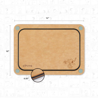 Elihome X Peanuts Kitchen Cutting Board Set, Non Slip Feet, Double Sided Color Coded with Food Icon, Natural Wood Fiber, Dishwasher Safe, Eco-Friendly, Juice Grooves,Non Porous, BPA Free, 2 Pack