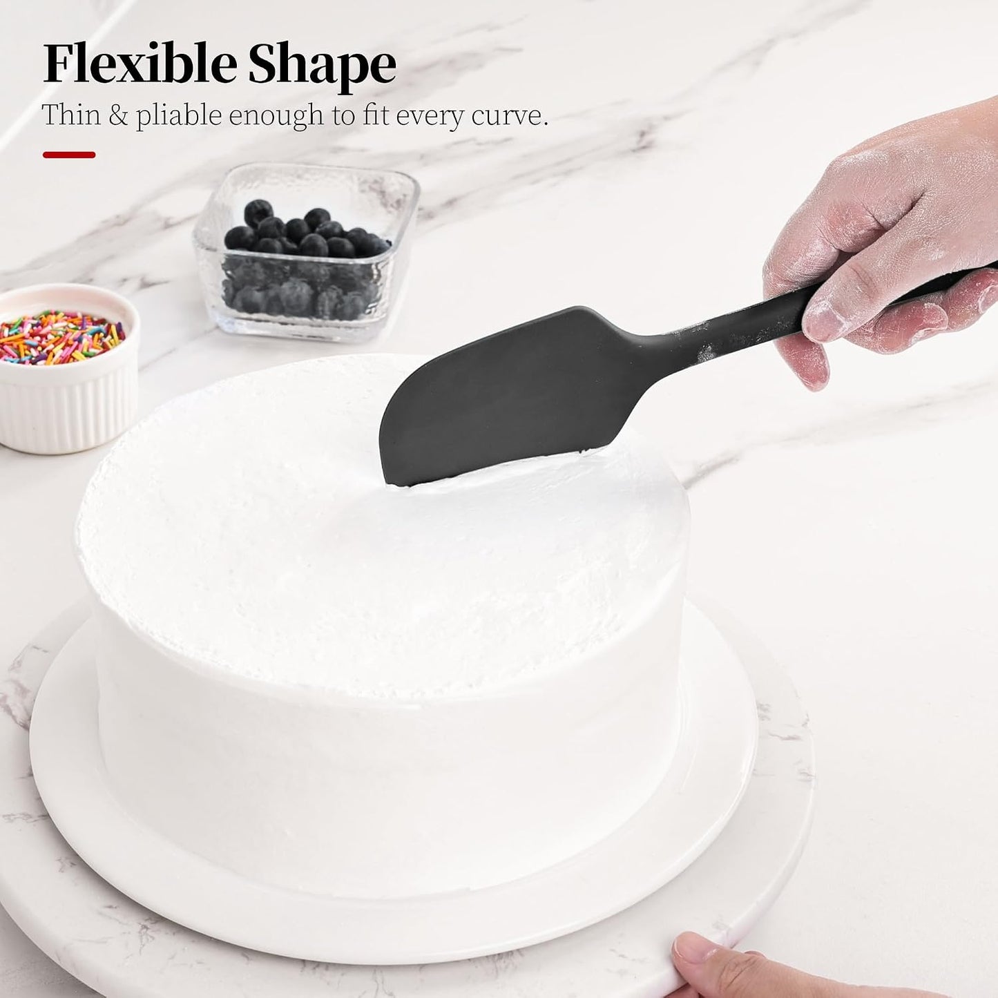 600ºF Heat Resistant Spatula, 11.34 inch High Heat Food Safe Semless Kitchen Silicone Scraper for Cooking Baking Mixing Scraping Stirring Nonstick Cookware Pan Bowl (Aqua Sky)