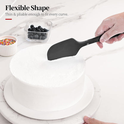 600ºF Heat Resistant Spatula, 11.34 inch High Heat Food Safe Semless Kitchen Silicone Scraper for Cooking Baking Mixing Scraping Stirring Nonstick Cookware Pan Bowl (Aqua Sky)