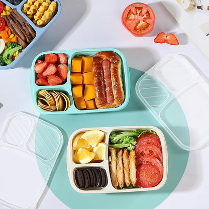 Bento Box Adult Lunch Box - 3 Pack,3-Compartment Leak-Proof Bento Boxes Ideal Portion Sizes for Kids , Reusable Food Storage Snack Containers,Microwave and Dishwasher Safe & Food-Safe Materials (blue)