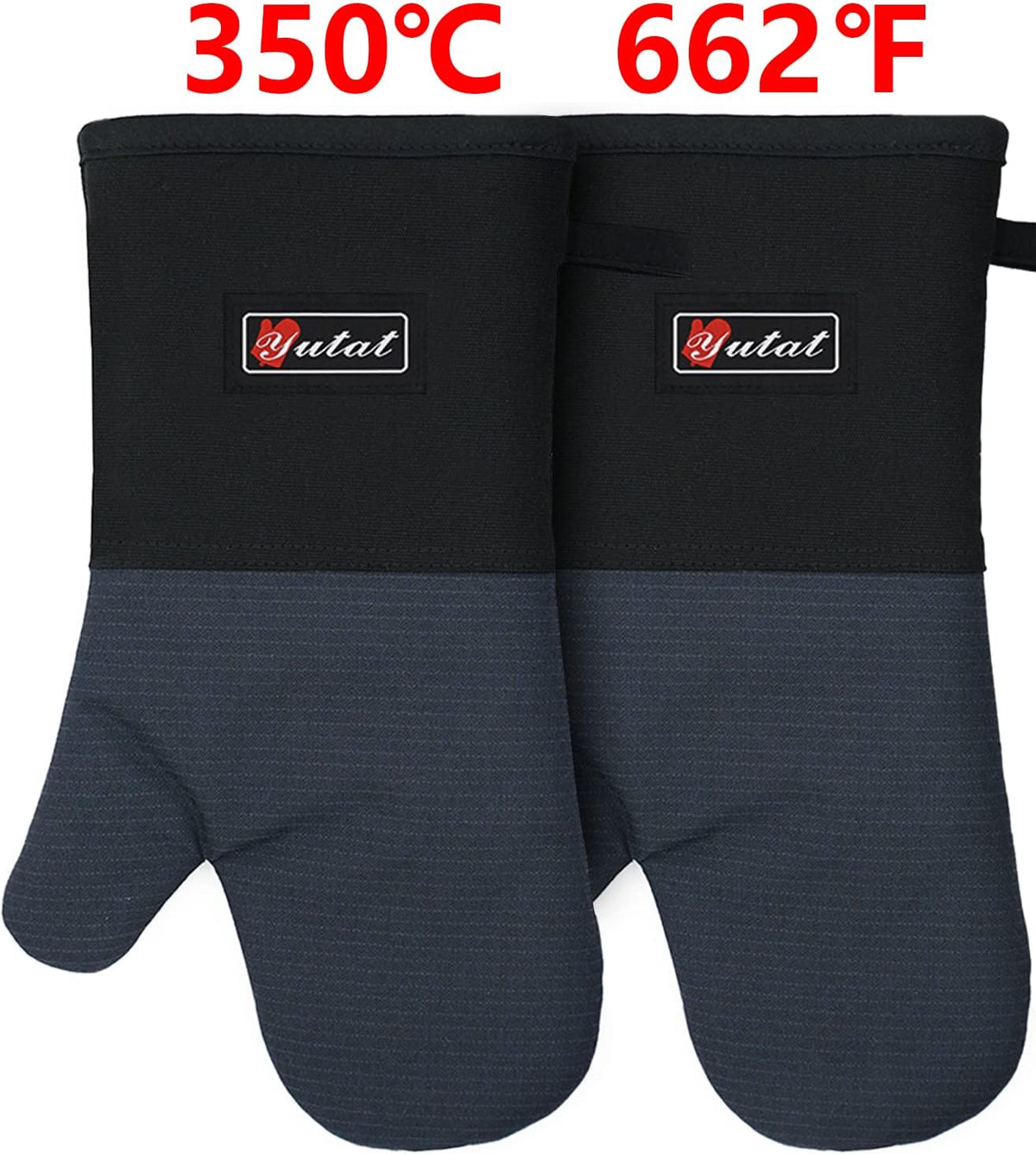 Yutat Silicone Oven Mitts - Oven Mitts and Pot Holders Sets Made of Non-Slip & BPA-Free Silicone, High Heat Resistant 500 Degrees, Perfect for Kitchen Cooking Baking BBQ, Peak Green
