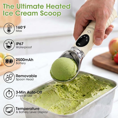 Heated Ice Cream Scoop with Removable Head – Dishwasher Safe