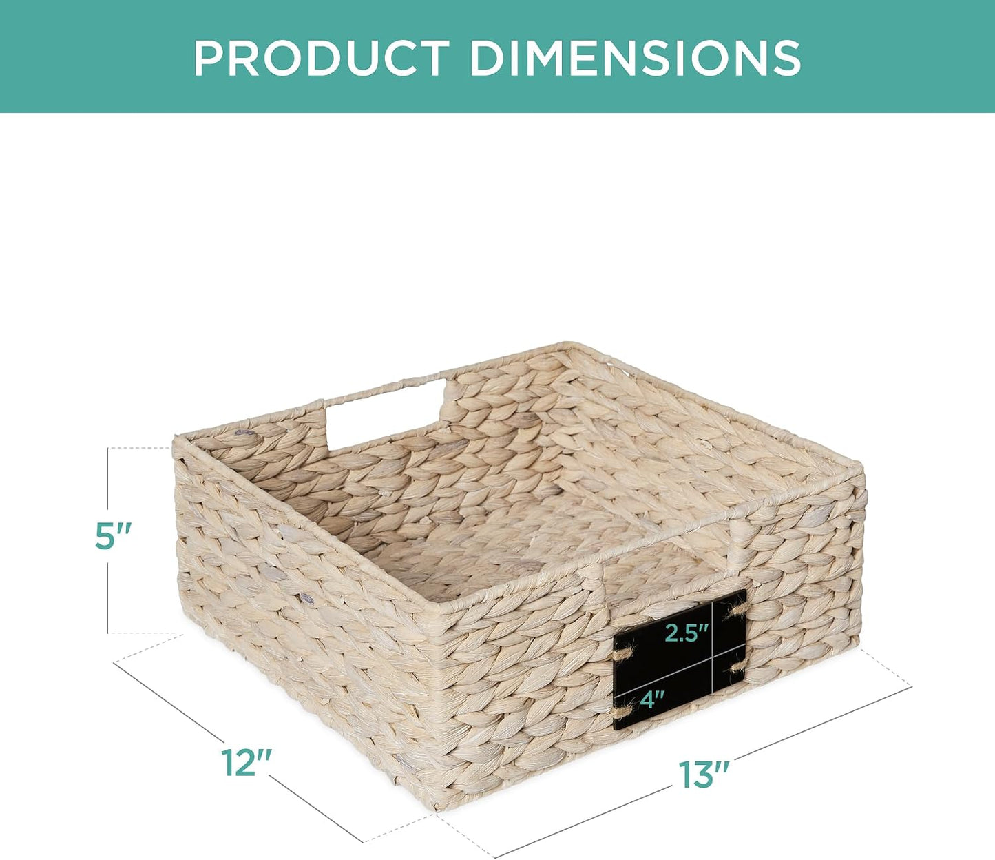 Best Choice Products Set of 4 9x12in Water Hyacinth Pantry Baskets, Woven Organizers w/Chalkboard Label, Chalk Marker - Natural