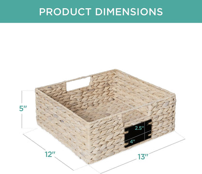 Best Choice Products Set of 4 9x12in Water Hyacinth Pantry Baskets, Woven Organizers w/Chalkboard Label, Chalk Marker - Natural