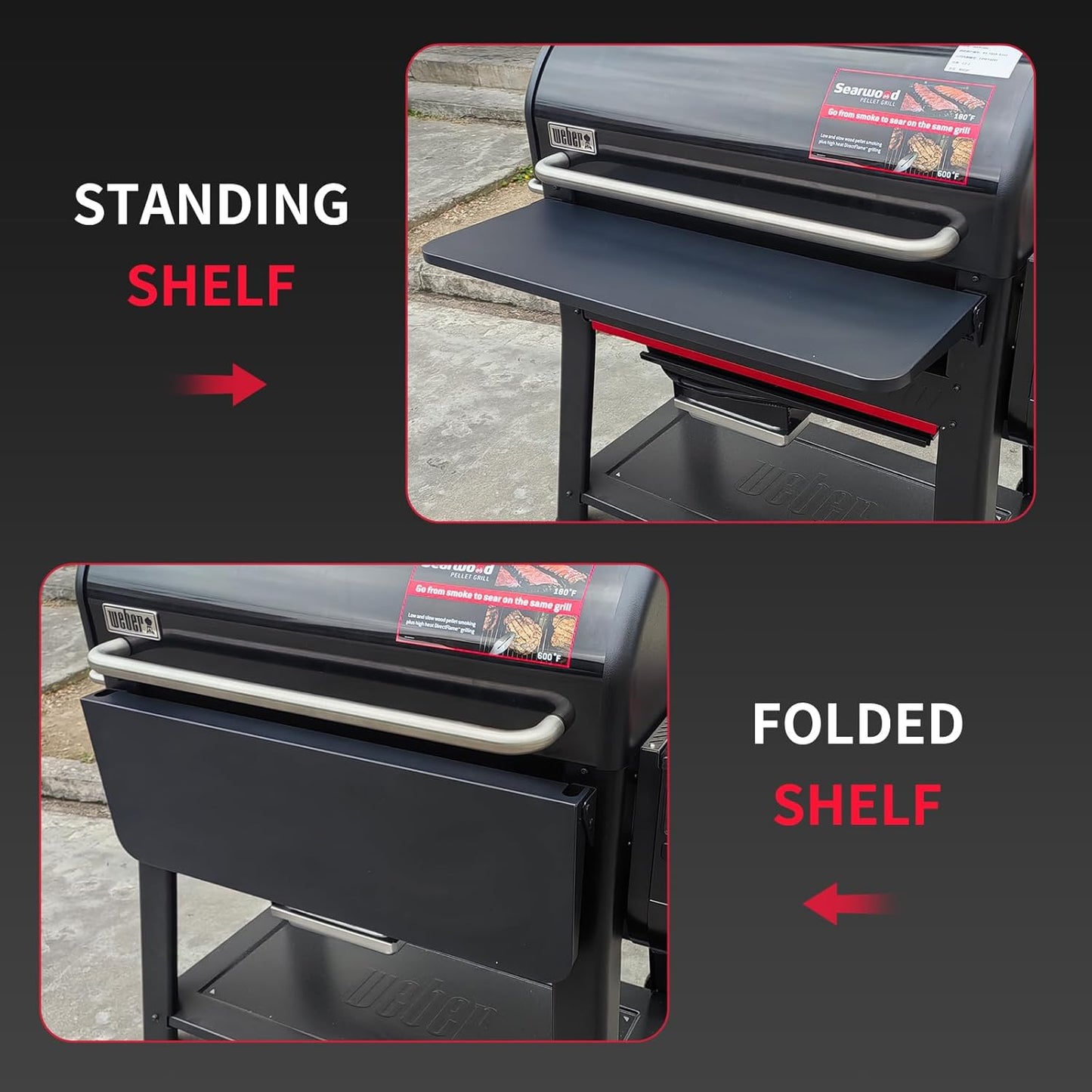 Upgraded Grill Table for Weber Kettle 22"/18"/26", Master Touch 22", Smokey Mountain, Recteq Pellet Grill RT-B380, Prep Station with Cutting Board, Basin, 4 Hooks, Shelf for Weber Kettle Accessories