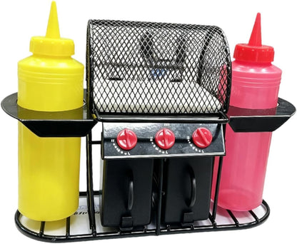 Fenteer Grill Shelf Essentials Kitchen Barbecue Seasoning Storage Rack Sturdy Rack Black Condiment Shelf Utensil Organizer