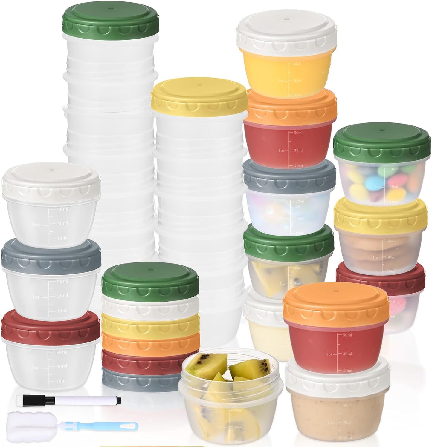 6pcs 10 oz Small Plastic Containers with Lids, Salad Dressing Container Reusable Small Food Storage Containers for Meal Prep, Leakproof, Microwave Dishwasher Freezer Safe, BPA-Free