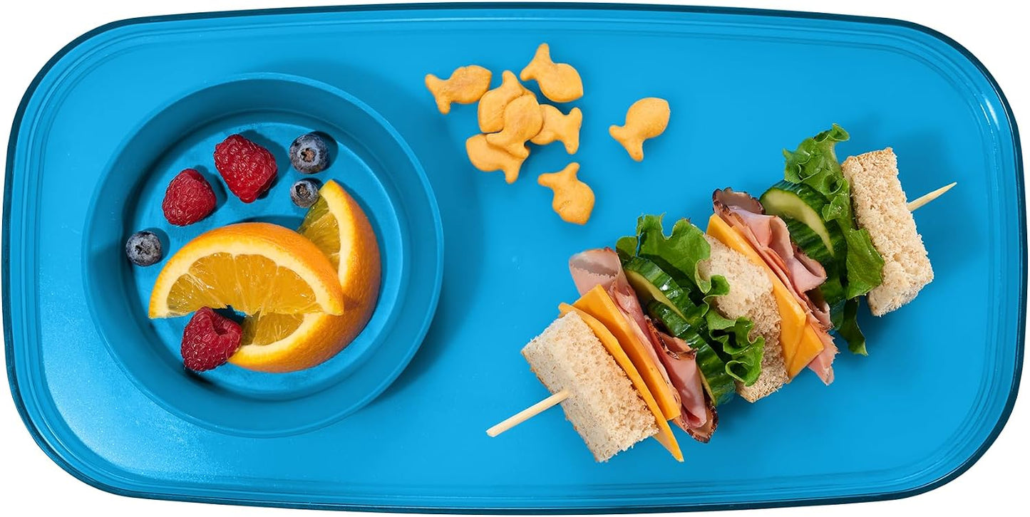 madesmart dipware Small Serving Plate, Stackable & Removable Dip Bowl for Salsa, Queso, Salad, Olives, Dishwasher & Microwave Safe, Multipurpose Plate & Bowl, Blue