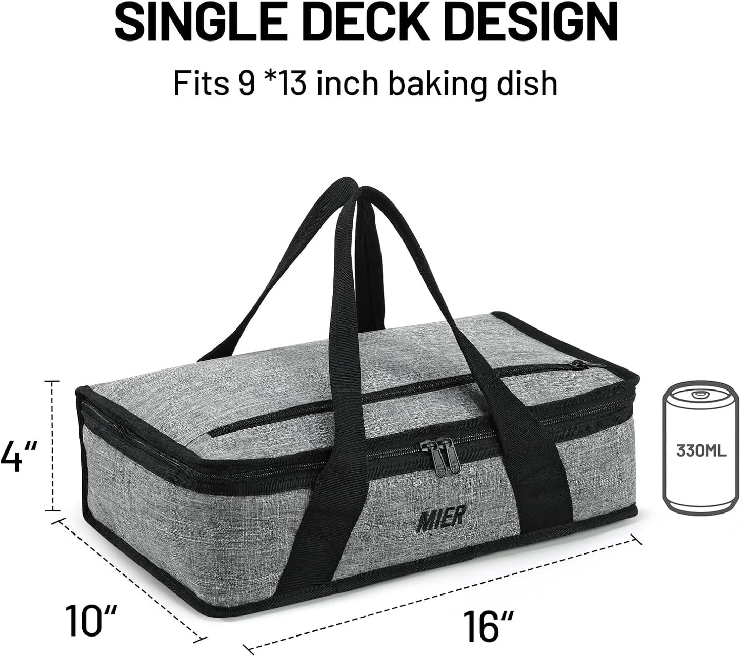 MIER Insulated Casserole Carrier for Hot or Cold Food Thermal Food Carrier Bag for Lasagna Potluck Parties Picnic Cookouts, Fits 9"x13" Baking Dish/Foil Pan, Red