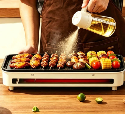 AT-VALY 2-in-1 Oil Sprayer for Cooking, 16oz Glass Oil Dispenser, Black