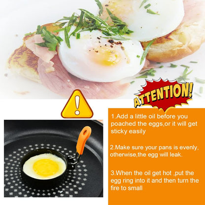 2 Packs 8" Large Omelette Ring for Griddle,8 Inch Stainless Steel Non-stick Omelet Ring, Round Pancake Rings Griddle Omelet Rings with Silicone Handle Grill Oil Brush & Egg Separator
