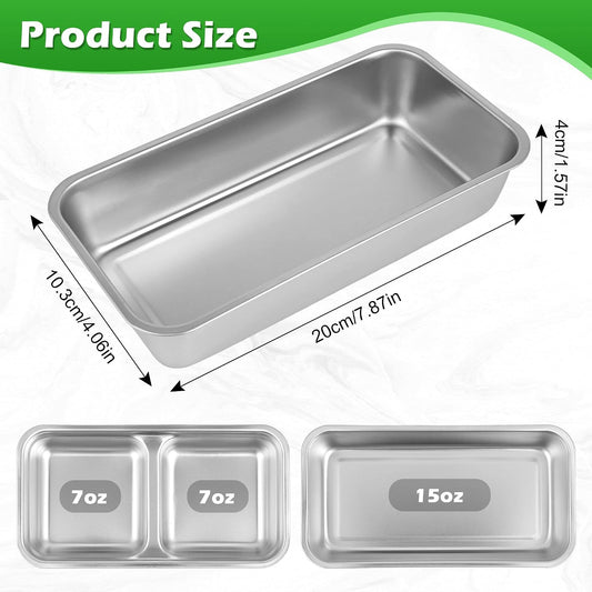 4 Pack Stainless Steel Snack Containers Set, Mixed Single & 2 Compartment Bento Boxes with Silicone Lids, Leakproof Food Storage for Meal Prep, Lunch, Travel, Picnic, Camping, Kitchen Organization