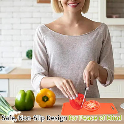 Silicone Cutting Board for Kitchen, 11.8''x 8.6'' Flexible Cutting Boards, BPA Free Non Slip Cutting Mat for Meat, Vegetables and Fruit with Easy Grip Handle, Dishwasher Safe (Deep purple)