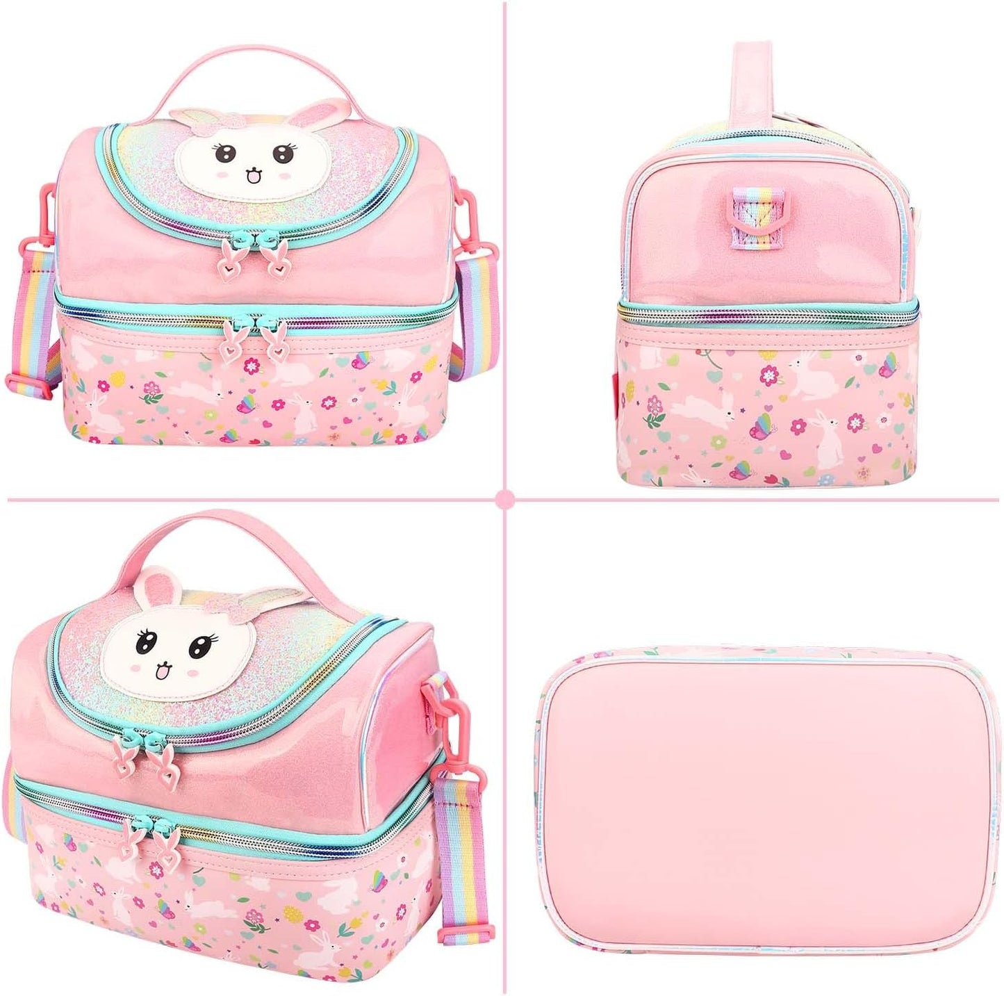 RHCPFOVR Kids Lunch Bag - Double - Decker Cooler Insulated Lunch Box for Boys Girls,Washable Lunch Bag with Strap and Reusable Toddler Lunchbox for School and Daycare