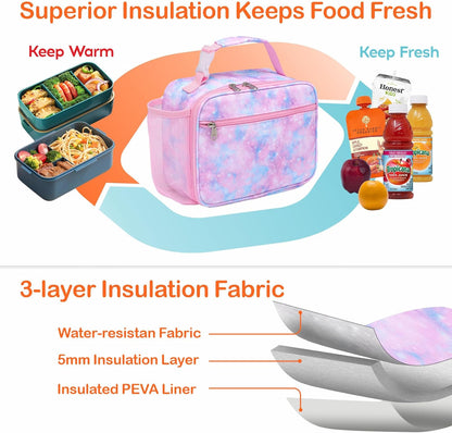 Bagseri Kids Lunch Bag Boys - Thermal Insulated Lunch Box Tote with Water Bottle Holder, Reusable Leak-Proof Kids Lunch Box for Daycare & School, Black Dinosaur (Containers Not Included)
