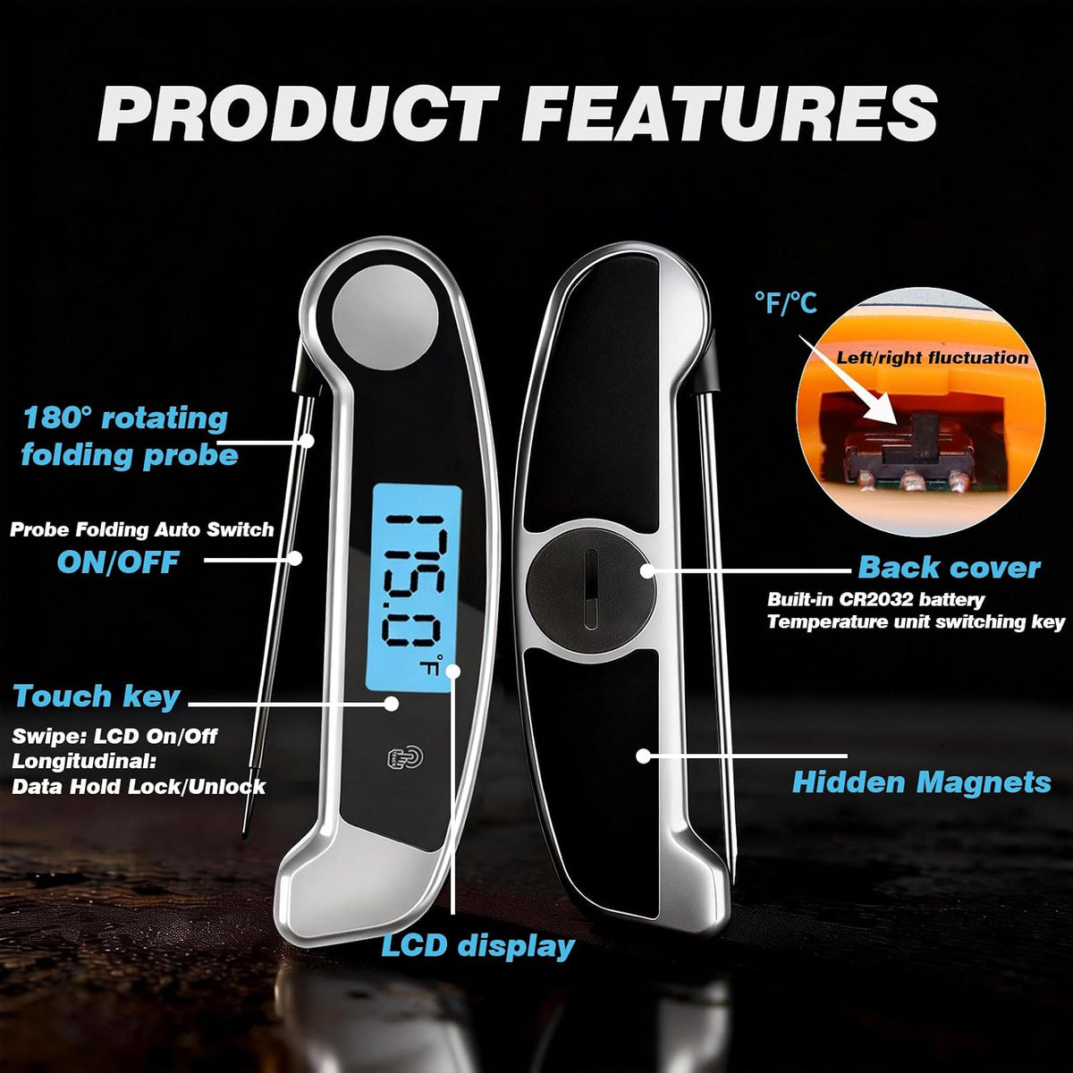 Oven Thermometer 2.75-Inch Dual Scale, 50-300°C/100-600°F, NSF 2‑Pack