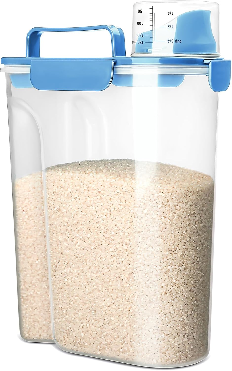 Viretec Rice Storage Container, 15 to 20lb Dry Food Airtight Dispenser, Pet Dog Cat Food Canister, BPA Free Clear Plastic Kitchen and Pantry Bin for Oatmeal, Cereal, Pasta, Flour Pack of 2 Grey