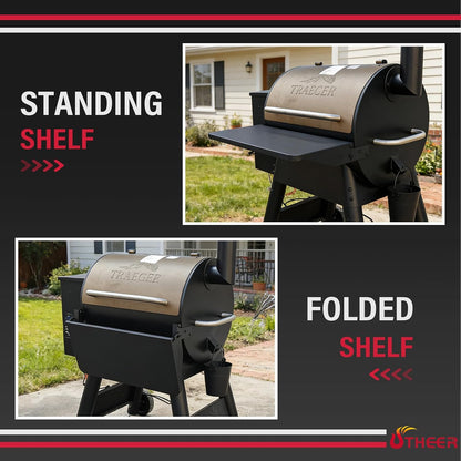Upgraded Grill Table for Weber Kettle 22"/18"/26", Master Touch 22", Smokey Mountain, Recteq Pellet Grill RT-B380, Prep Station with Cutting Board, Basin, 4 Hooks, Shelf for Weber Kettle Accessories