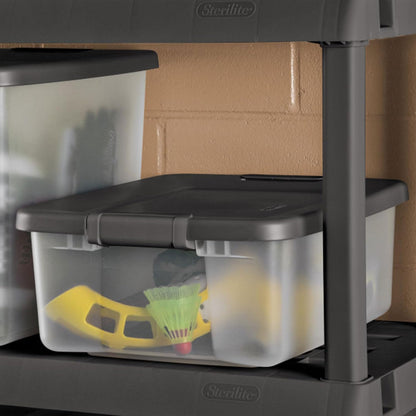 Sterilite 18-Pack Plastic Storage Bins w/ Lids, Shelf Totes Clear Containers, 25 Qt, Gray
