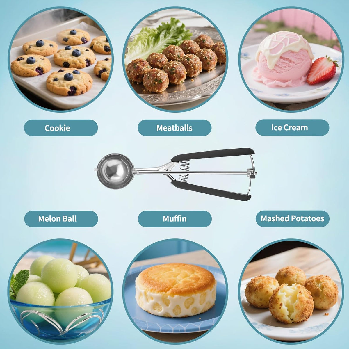 Large Cookie Scoop 3 Tablespoon, Size #20 Dough Scoops for Baking, Trigger Ice Cream Scooper, Stainless Steel Portion Scoop for Jumbo Cookies, Pancakes, Cupcakes, Meatballs