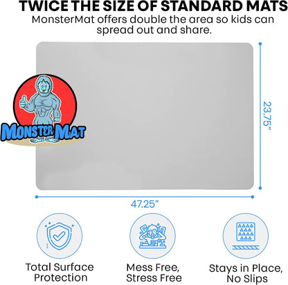 Extra Large Silicone Craft Mat 48x24 Inch – Heat Resistant Table Protector, Non-Slip Surface for Painting, DIY, Clay, Bakin, Easy Clean, Rolls Up – Use as Floor or Cutting Mat by MonsterMat