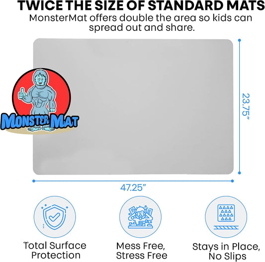 Extra Large Silicone Craft Mat 48x24 Inch – Heat Resistant Table Protector, Non-Slip Surface for Painting, DIY, Clay, Bakin, Easy Clean, Rolls Up – Use as Floor or Cutting Mat by MonsterMat