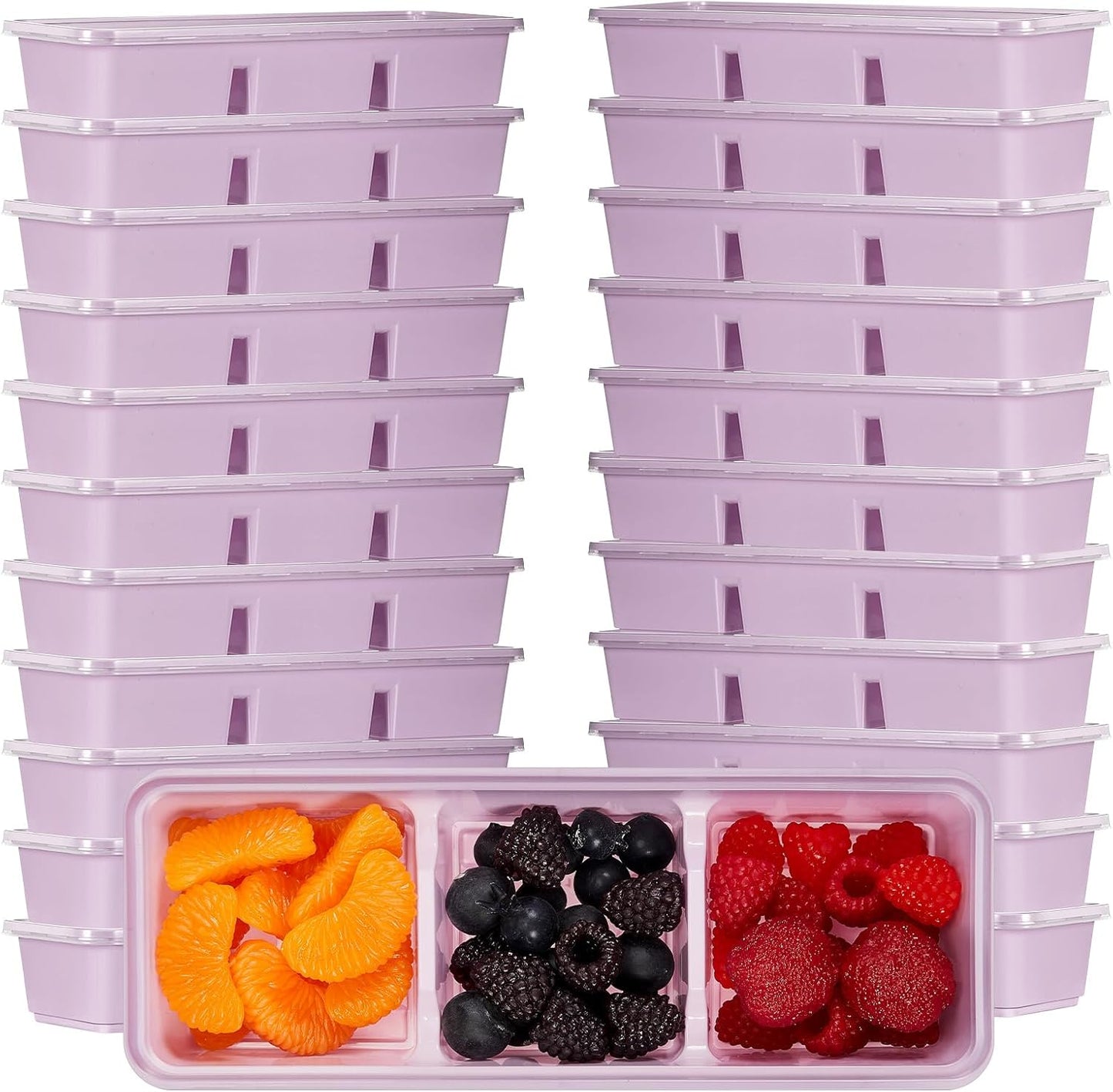 Hushee 10 Pack 17 oz Small Meal Prep Containers with 3 Compartments Snack Containers with Lid Disposable Plastic Bento Box Travel Lunch Food Boxes Stackable for Office Picnic (Black)