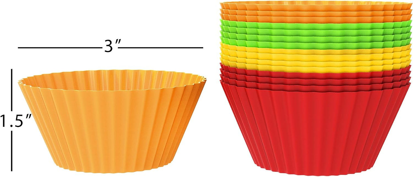 Silicone Baking Cups/Cupcake Liners, Silicone Reusable Nonstick Muffin Molds, Microwave and Dishwasher Safe Bakeware, Set of 24 Cups by Chef Buddy
