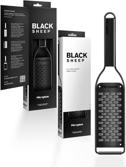 Microplane Kitchen Zester Grater with a Stainless-Steel Blade - Made in USA, for citrus, parmesan, ginger, chocolate & nutmeg from the Black Sheep Series