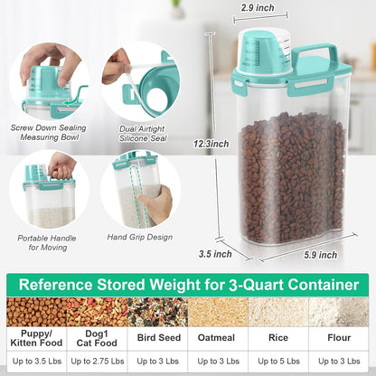 TBMax Rice Container 10 Lbs, Cereal Container Oatmeal Storage, Airtight Food Dispenser with Easy-pouring Spout & Handy Cup for Flour Grain Beans, Pet Dog Cat Bird Food Storage Container