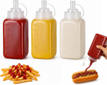 OAMCEG 20oz Condiment Squeeze Bottles, Plastic Sauce Bottles(0.6L)