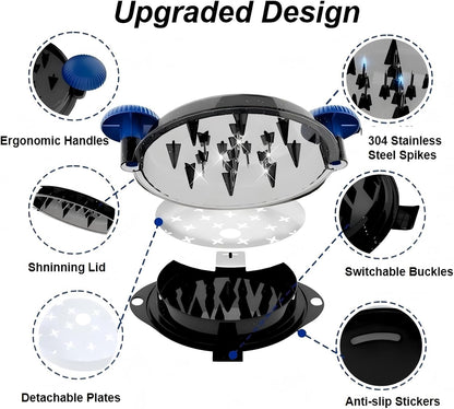 Chicken Shredder Meat Shredder Tool Twist Chicken Breast Shredder Large-Shredding Tools Chicken Breast, Pulled Pork, Beef with Stainless Steel Spikes (Blue&Black)