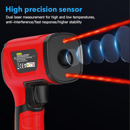 Infrared Thermometer Gun, Non Contact Digital Laser Thermometer Temperature Gun with Color LCD for Cooking, Home Repairs, Humidity Measurement, Adjustable Emissivity -58°F to 1472°F(-50~800°C)