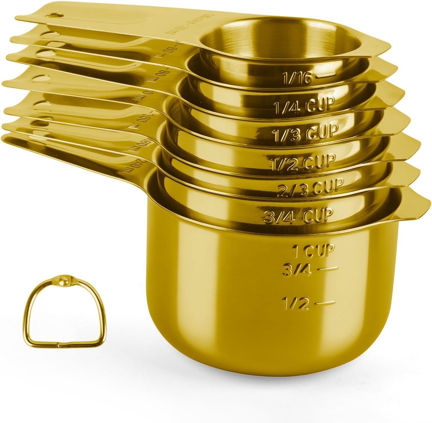 Stainless Steel Measuring Cups Set of 7, Stackable Measure Cups Kitchen Gadgets for Cooking Baking Supplies Tools, Nesting Metal Cup Spoons Easy to Read Markings for Dry & Liquid Measurements Baker