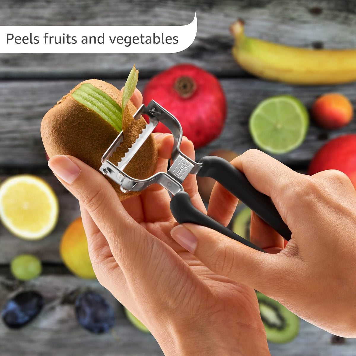 Lurch Germany Julienne Vegetable Y Peeler 5.1 x 2.3 Inches / 13 cm x 6 cm | Stainless Steel Cutter & Slicer for Carrot, Potato & Apple | Veggie Zoodles Maker | Non-slip Comfortable Handle - Black