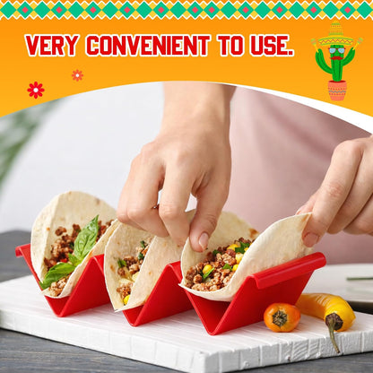 6 Pcs Taco Holder Stands Taco Tuesday Set, Holds Up to 3 Tacos, Premium PP Material Sturdy and Durable, Microwave or Dishwasher Top Rack (Yellow)