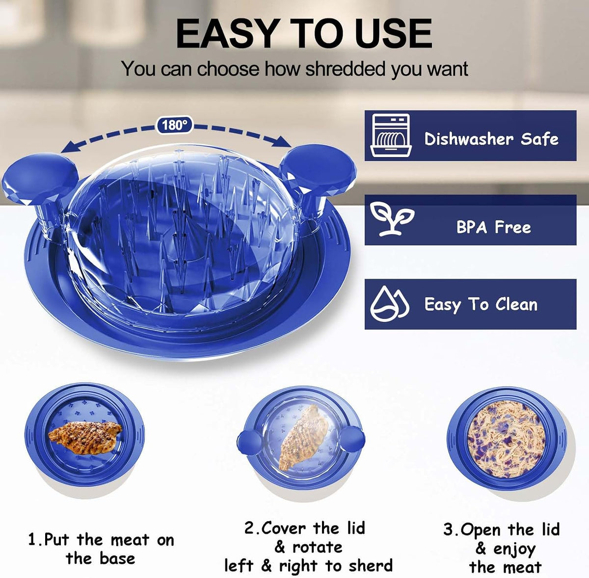 Chicken Shredder Tool Twist, 11" Heavy Duty Large Chicken Shredder, Meat Grinders Gadgets Machine, BPA Free, Strong Anti-Slip, Dishwasher Safe, Suitable for Pork Beef Chicken, Red