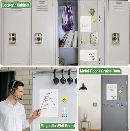 HOMiDEK Magnetic Dry Erase Board: Small Fridge Whiteboard, Flexible Refrigerator Magnet White Board, Blank Writing Note Sheet with Kitchen Conversion Chart Magnet, 4 Markers & Eraser - 12 x 8