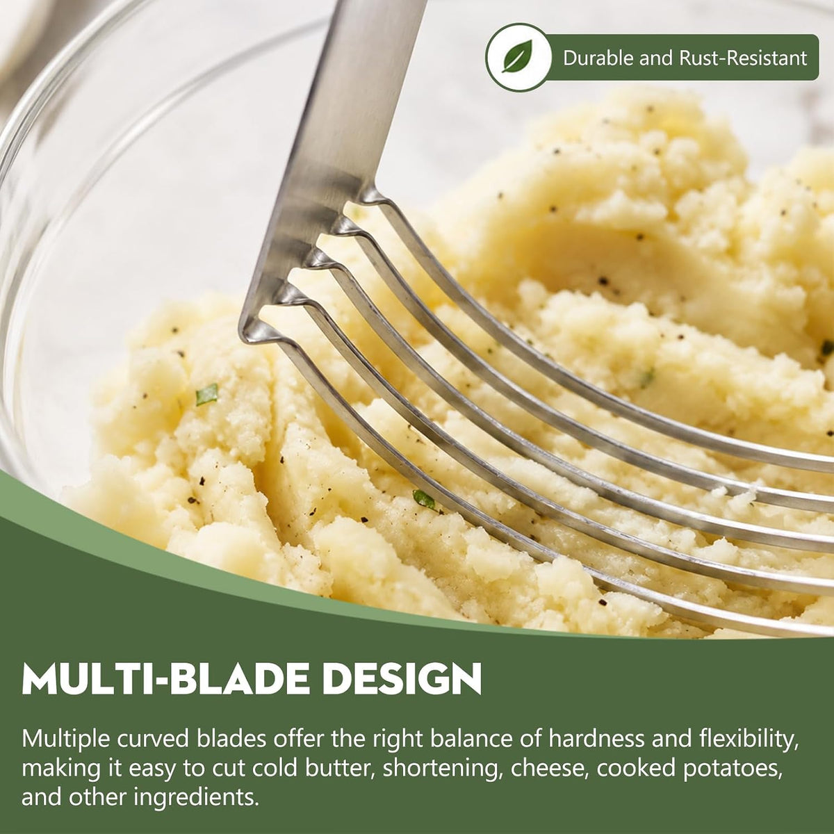 Stainless Steel Pastry Dough Blender and Cutter, Heavy-Duty Baking Mixer Tool with Sharp Durable Blades